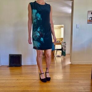 All Saints Teal and Black Mini Dress